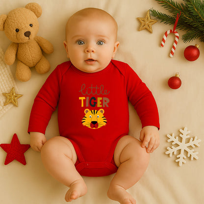 Little Tiger Kaplan Tasarımlı Bebek Zıbını | 1-36 Ay, DTF Baskı, Hassas Cilt Uyumlu