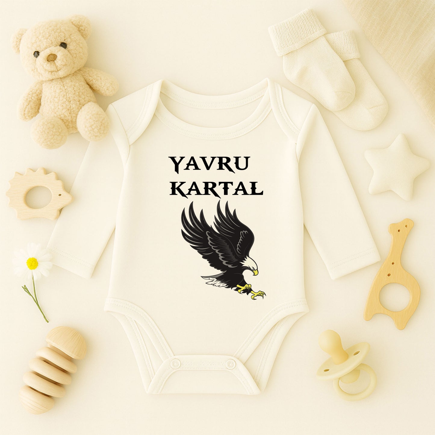 Kartal Desenli Bebek Zıbını | 1–36 Ay, DTF Baskı, Güçlü & Özgür Tasarım