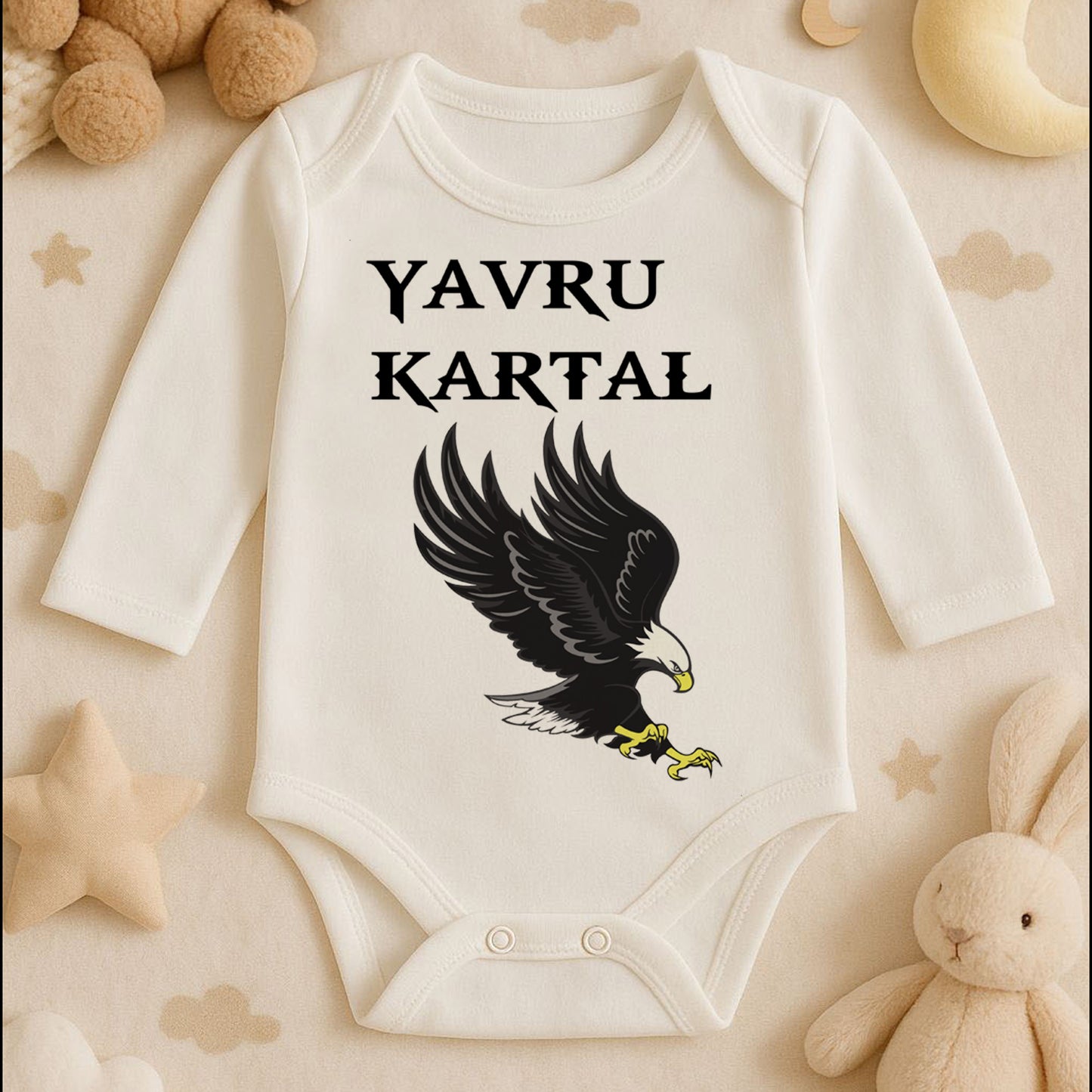 Kartal Desenli Bebek Zıbını | 1–36 Ay, DTF Baskı, Güçlü & Özgür Tasarım