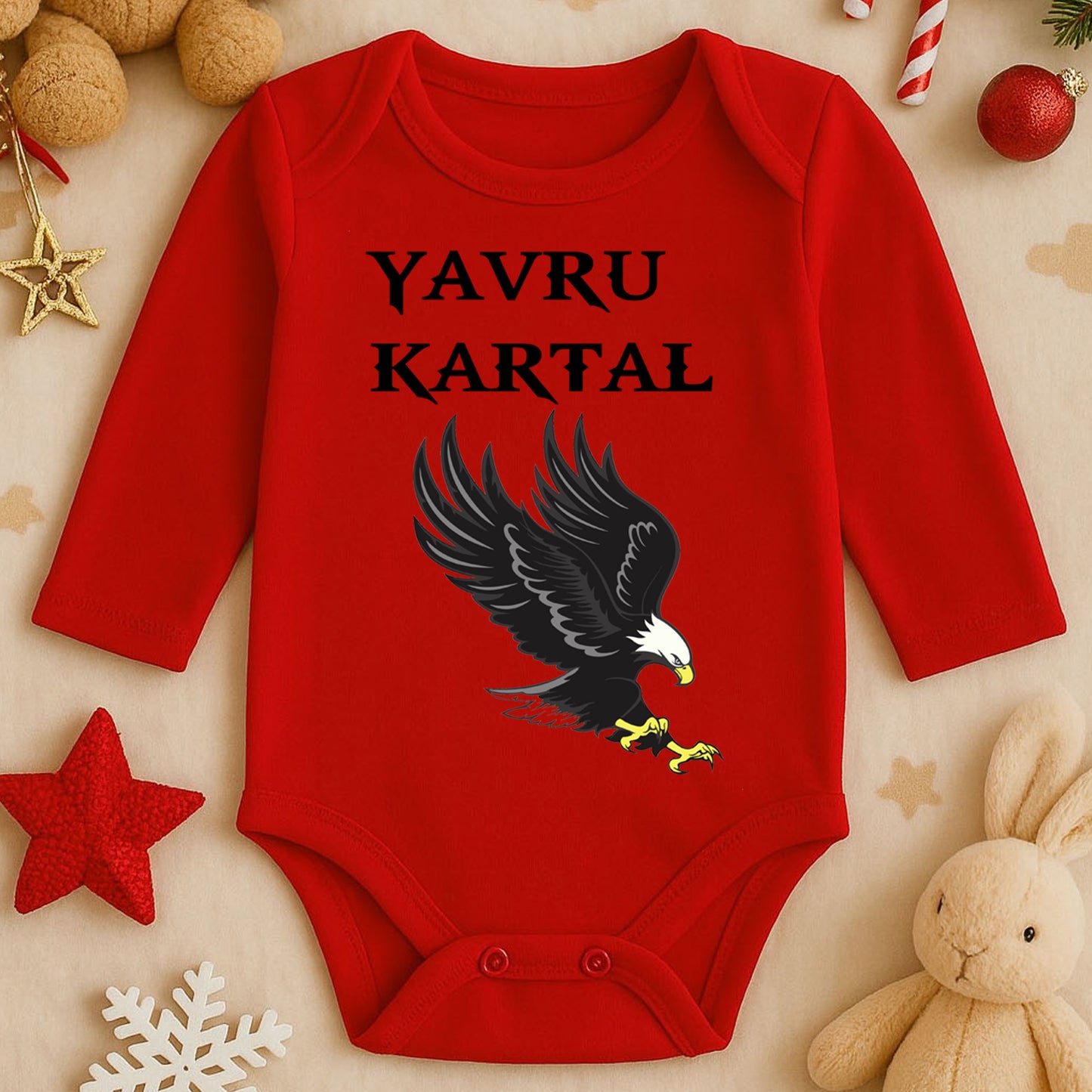 Kartal Desenli Bebek Zıbını | 1–36 Ay, DTF Baskı, Güçlü & Özgür Tasarım