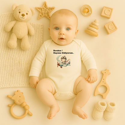 Kişiye Özel Uçaklı Bebek Zıbını – Pilot Temalı İsimli Tasarım | 1–36 Ay DTF Baskı