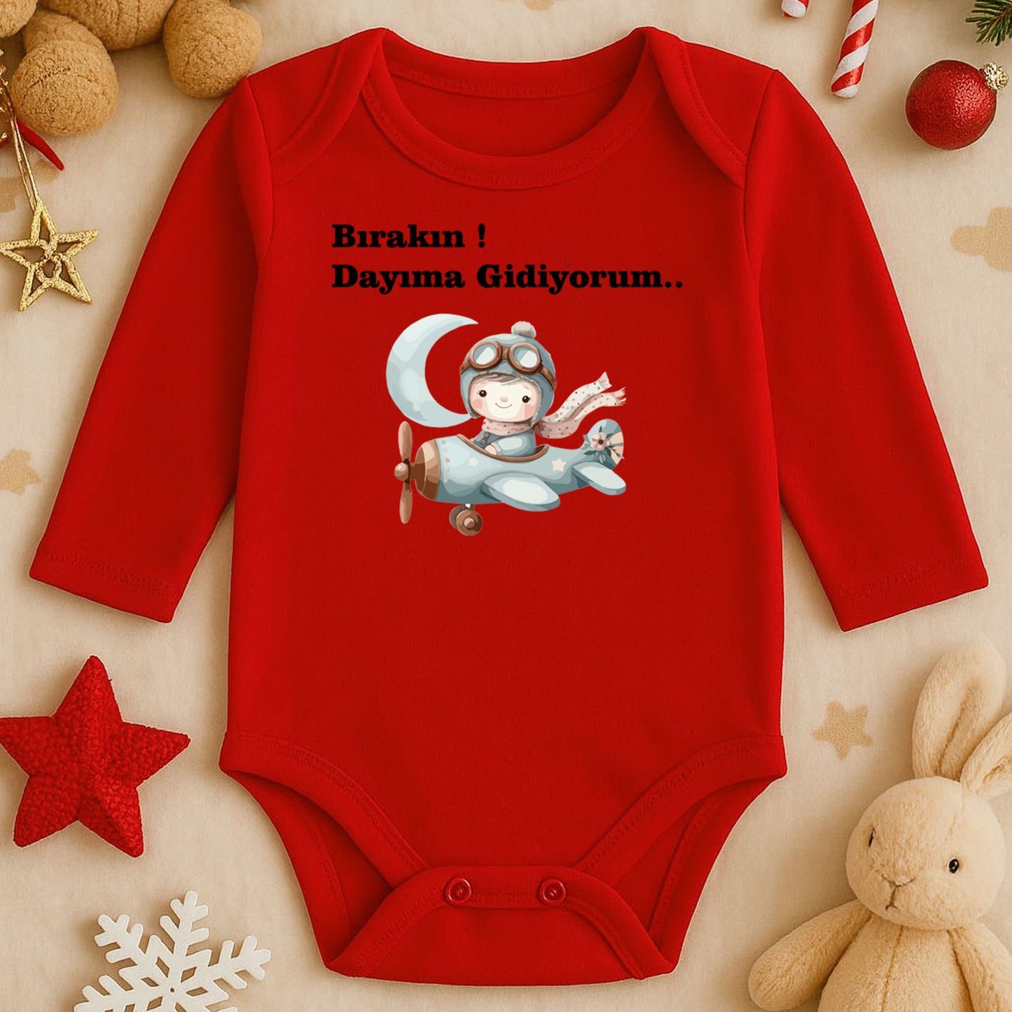 Kişiye Özel Uçaklı Bebek Zıbını – Pilot Temalı İsimli Tasarım | 1–36 Ay DTF Baskı