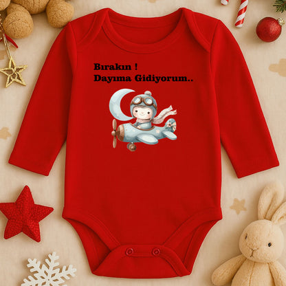 Kişiye Özel Uçaklı Bebek Zıbını – Pilot Temalı İsimli Tasarım | 1–36 Ay DTF Baskı