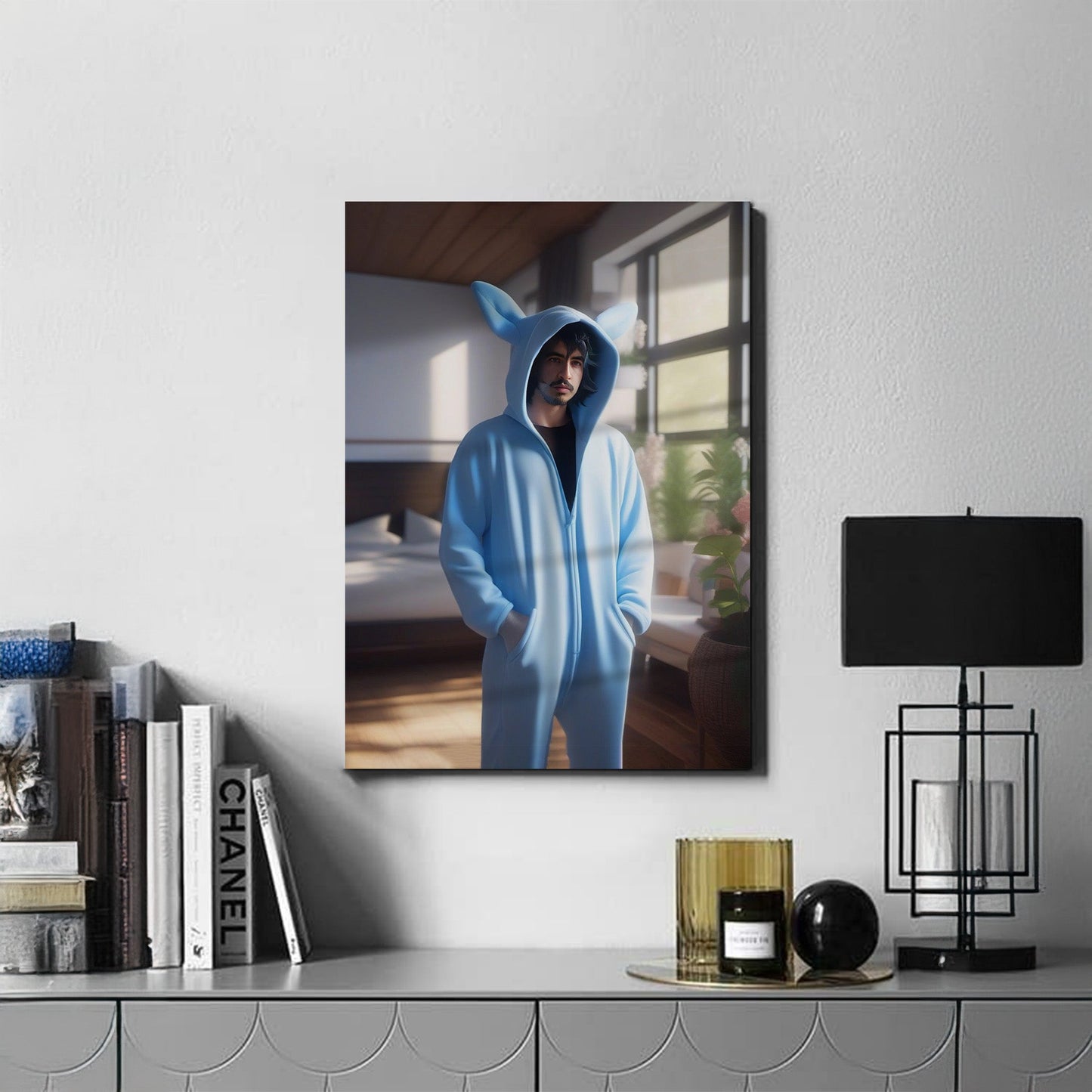 Kişiye Özel Pijama Partisi Karikatür Tasarımlı Cam Tablo | Eğlenceli ve Dayanıklı Dekor