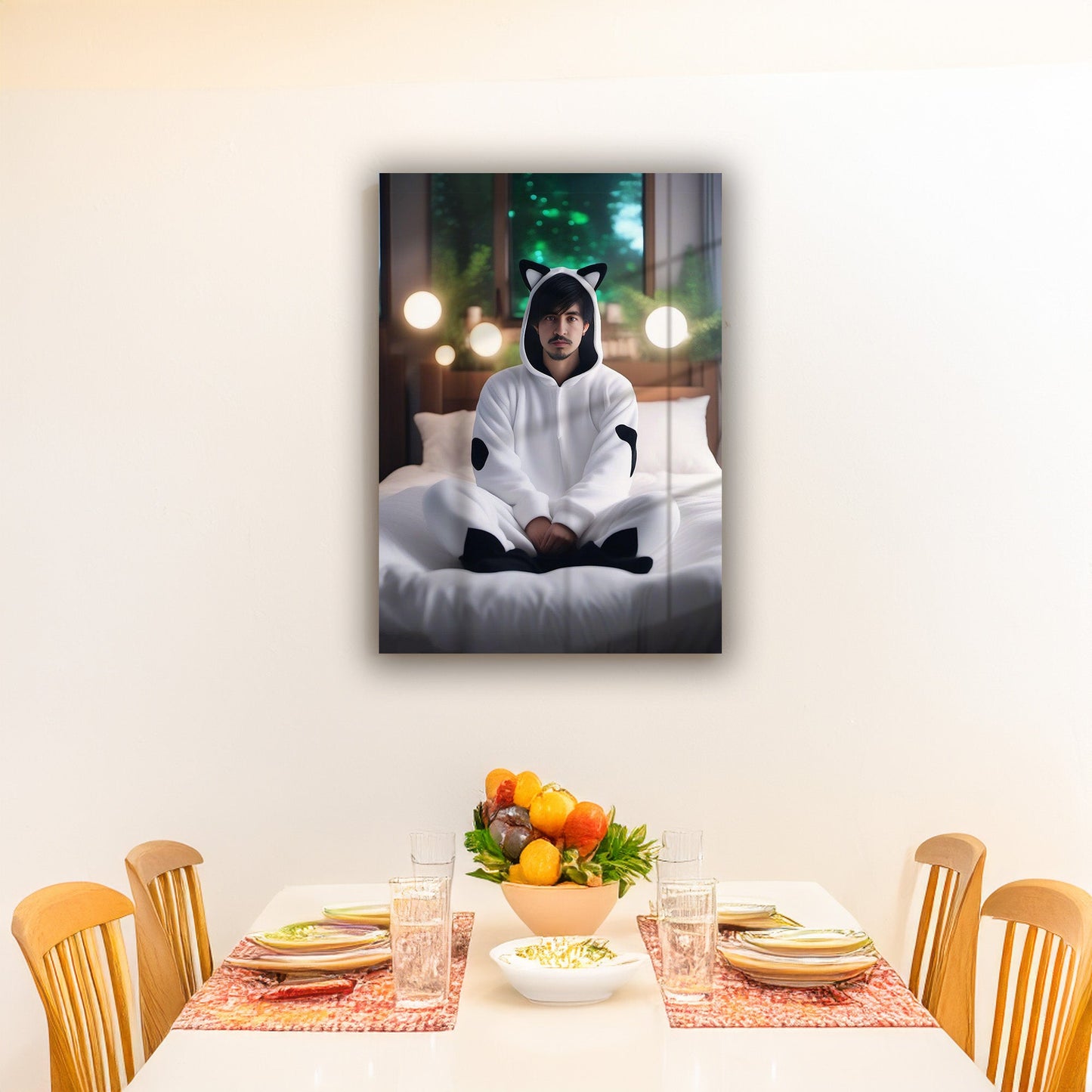 Kişiye Özel Pijama Partisi Karikatür Tasarımlı Cam Tablo | Eğlenceli ve Dayanıklı Dekor