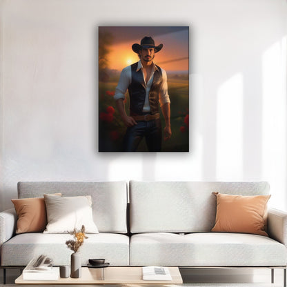 Kişiye Özel Kovboy Temalı Karikatür Cam Tablo | Şık ve Dayanıklı Kovboy Dekoru