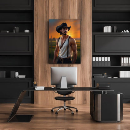 Kişiye Özel Kovboy Temalı Karikatür Cam Tablo | Şık ve Dayanıklı Kovboy Dekoru