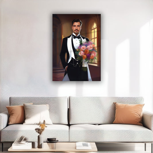 Kişiye Özel Çiçek Temalı Karikatür Cam Tablo | Zarif ve Canlı Dekor