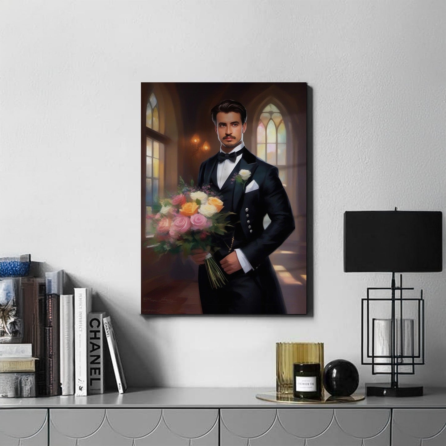 Kişiye Özel Çiçek Temalı Karikatür Cam Tablo | Zarif ve Canlı Dekor