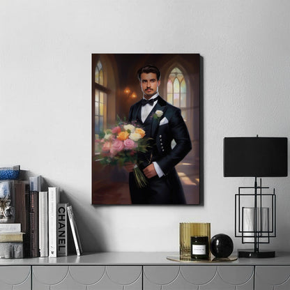 Kişiye Özel Çiçek Temalı Karikatür Cam Tablo | Zarif ve Canlı Dekor