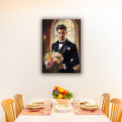 Kişiye Özel Çiçek Temalı Karikatür Cam Tablo | Zarif ve Canlı Dekor