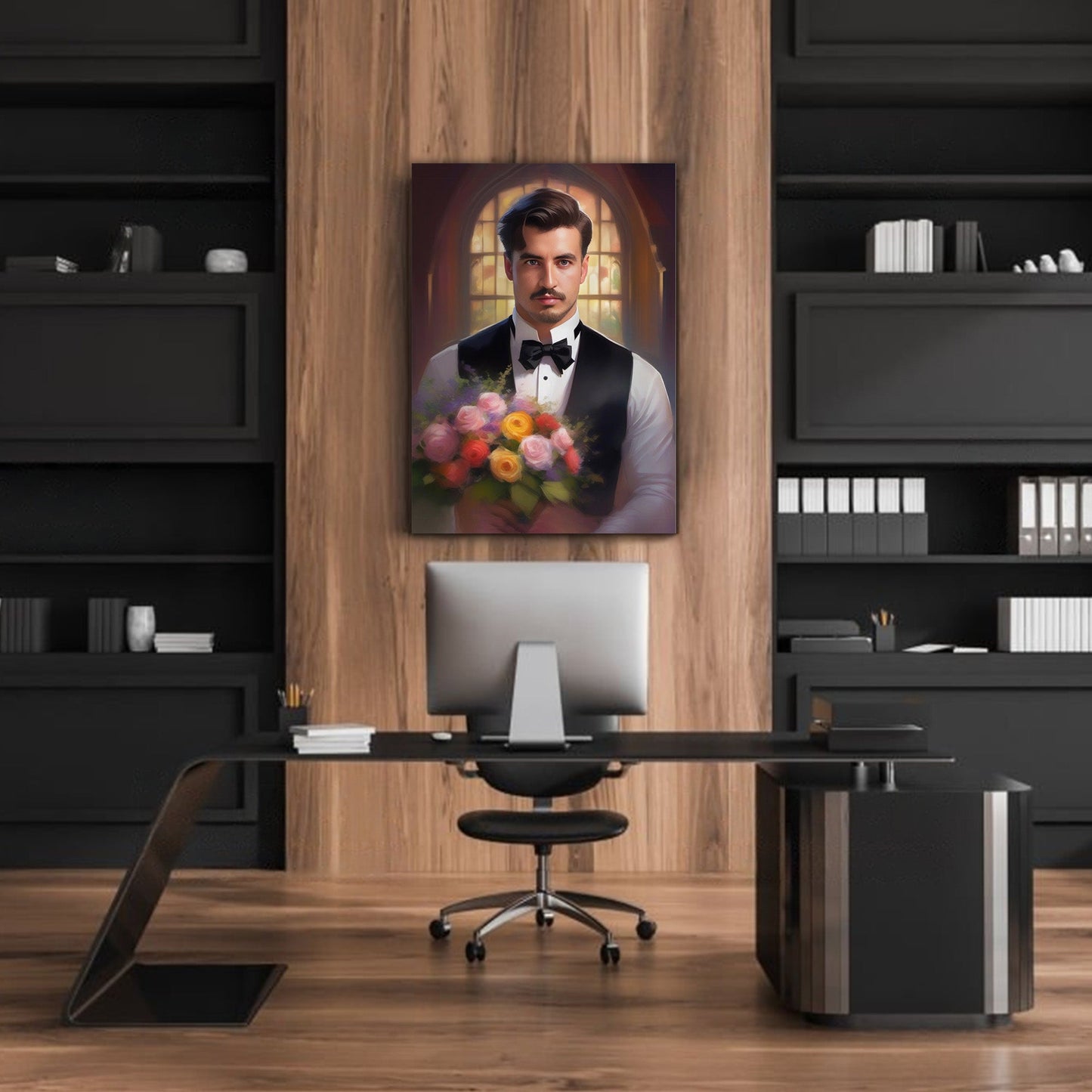 Kişiye Özel Çiçek Temalı Karikatür Cam Tablo | Zarif ve Canlı Dekor