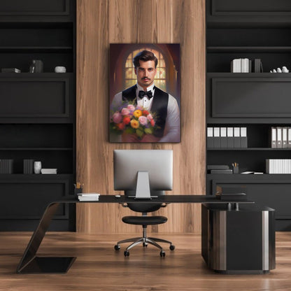 Kişiye Özel Çiçek Temalı Karikatür Cam Tablo | Zarif ve Canlı Dekor
