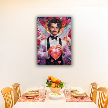 Kişiye Özel Romantik Temalı Karikatür Cam Tablo | Aşkınızı Yansıtan Dekor