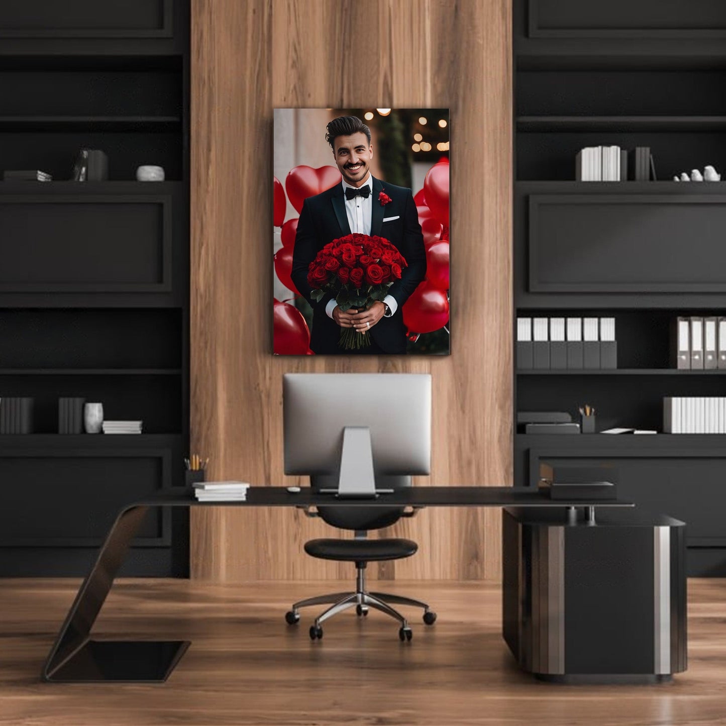 Kişiye Özel Romantik Temalı Karikatür Cam Tablo | Aşkınızı Yansıtan Dekor