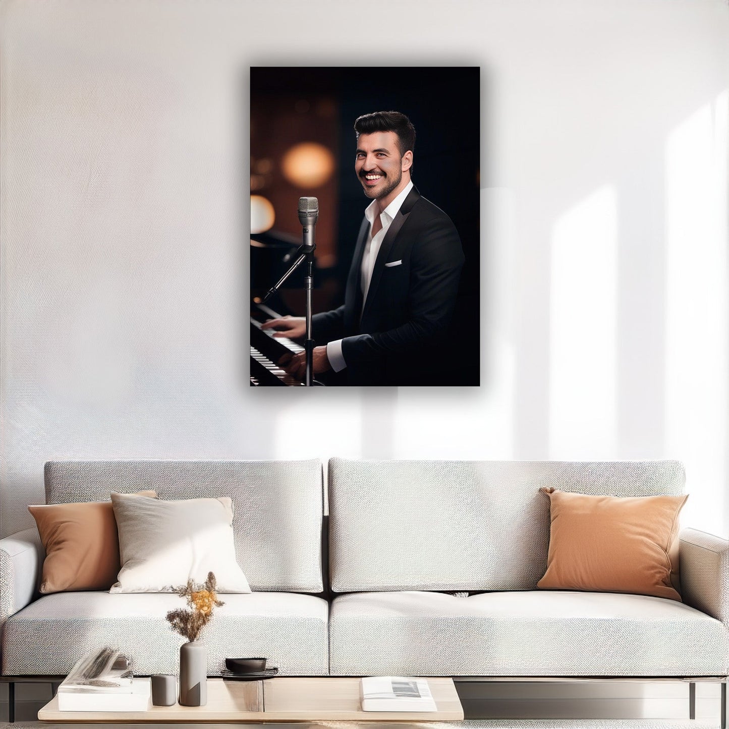 Kişiye Özel Piyano Temalı Karikatür Cam Tablo | Müzik Tutkunlarına Özel Dekor
