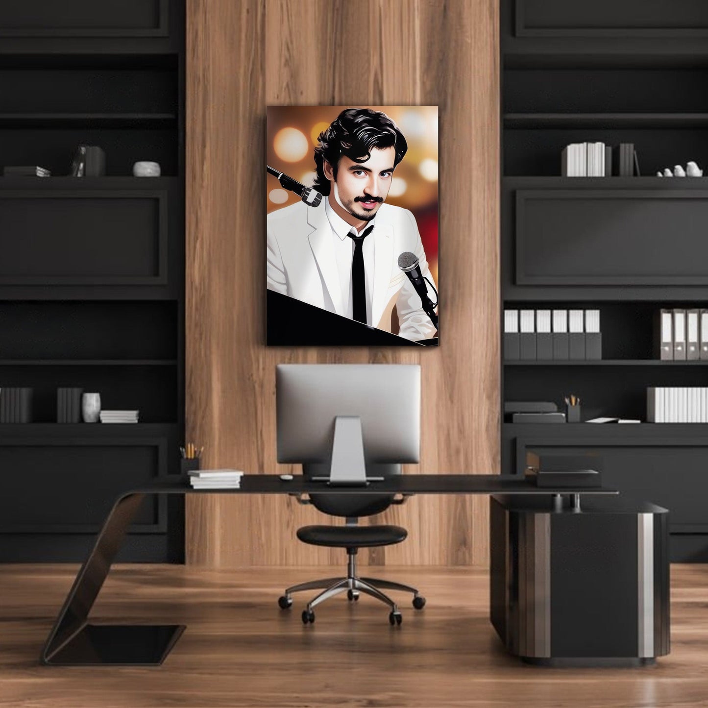 Kişiye Özel Piyano Temalı Karikatür Cam Tablo | Müzik Tutkunlarına Özel Dekor