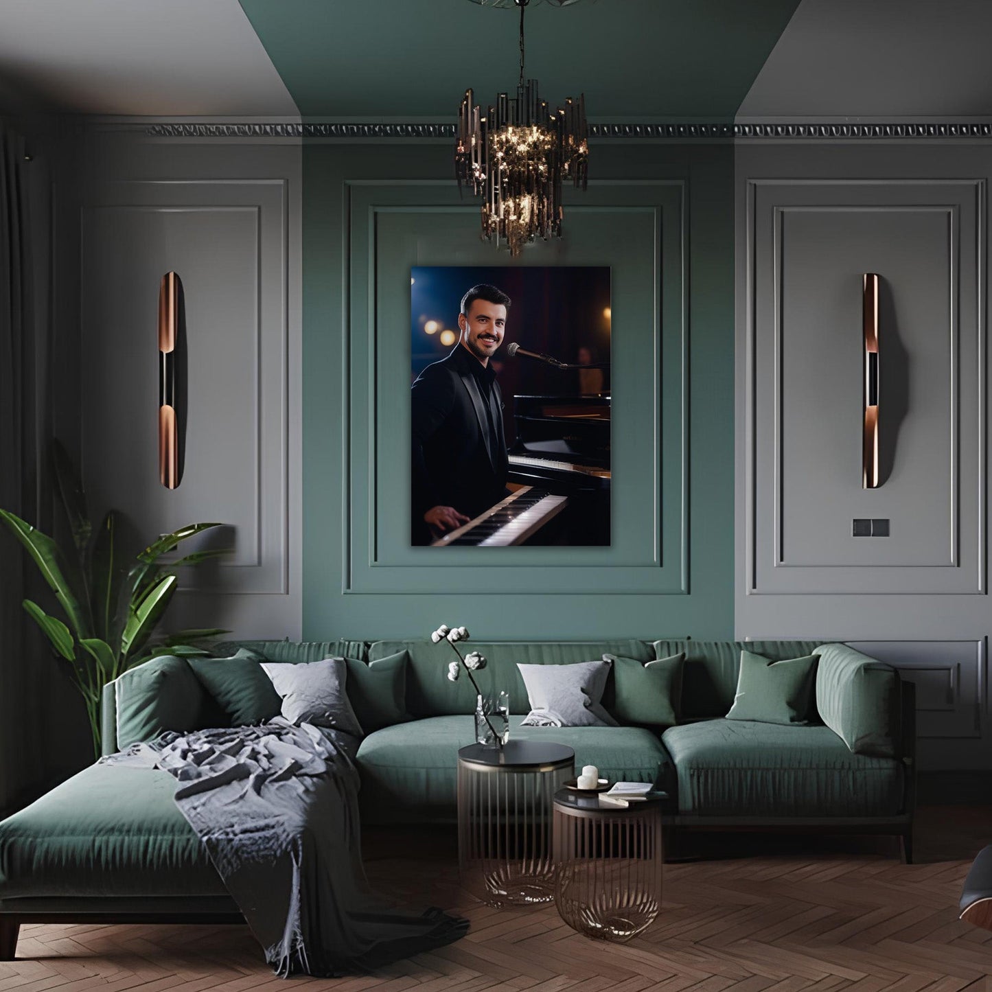 Kişiye Özel Piyano Temalı Karikatür Cam Tablo | Müzik Tutkunlarına Özel Dekor