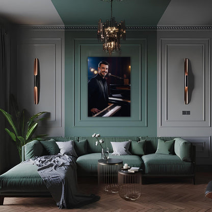 Kişiye Özel Piyano Temalı Karikatür Cam Tablo | Müzik Tutkunlarına Özel Dekor