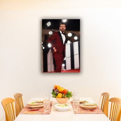 Kişiye Özel Kırmızı Halı Temalı Karikatür Cam Tablo | Şöhretin Yansıması