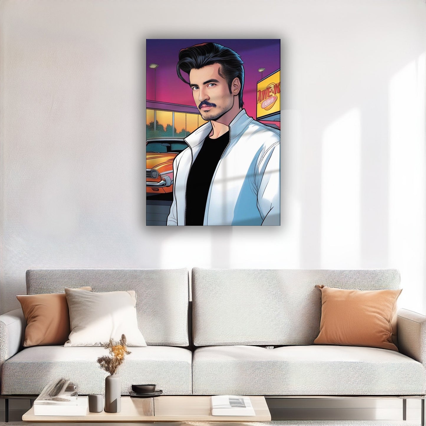 Kişiye Özel Retro Temalı Karikatür Cam Tablo | Geçmişin Eğlenceli Yansıması