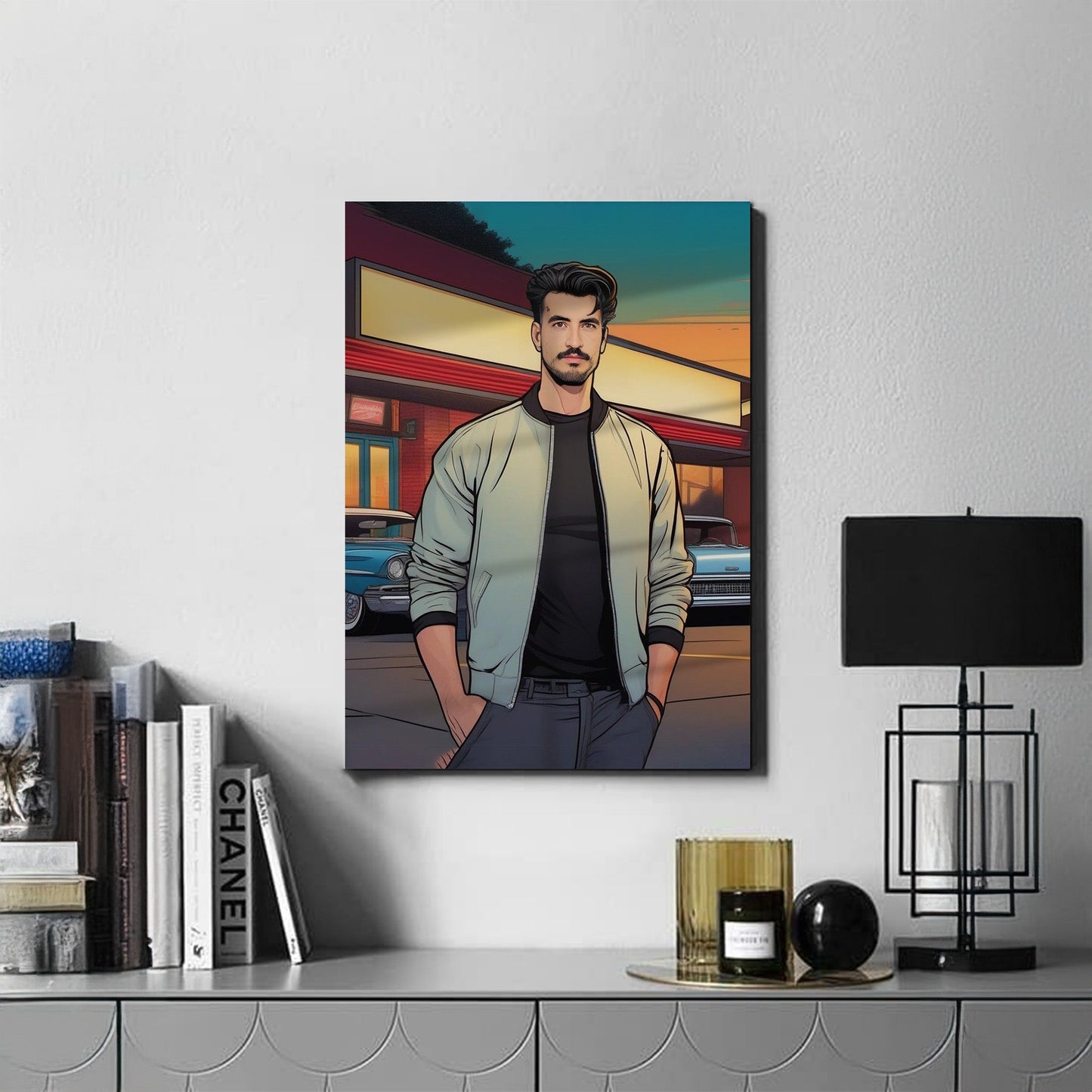 Kişiye Özel Retro Temalı Karikatür Cam Tablo | Geçmişin Eğlenceli Yansıması