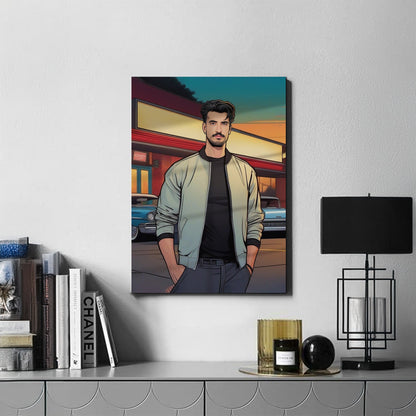 Kişiye Özel Retro Temalı Karikatür Cam Tablo | Geçmişin Eğlenceli Yansıması