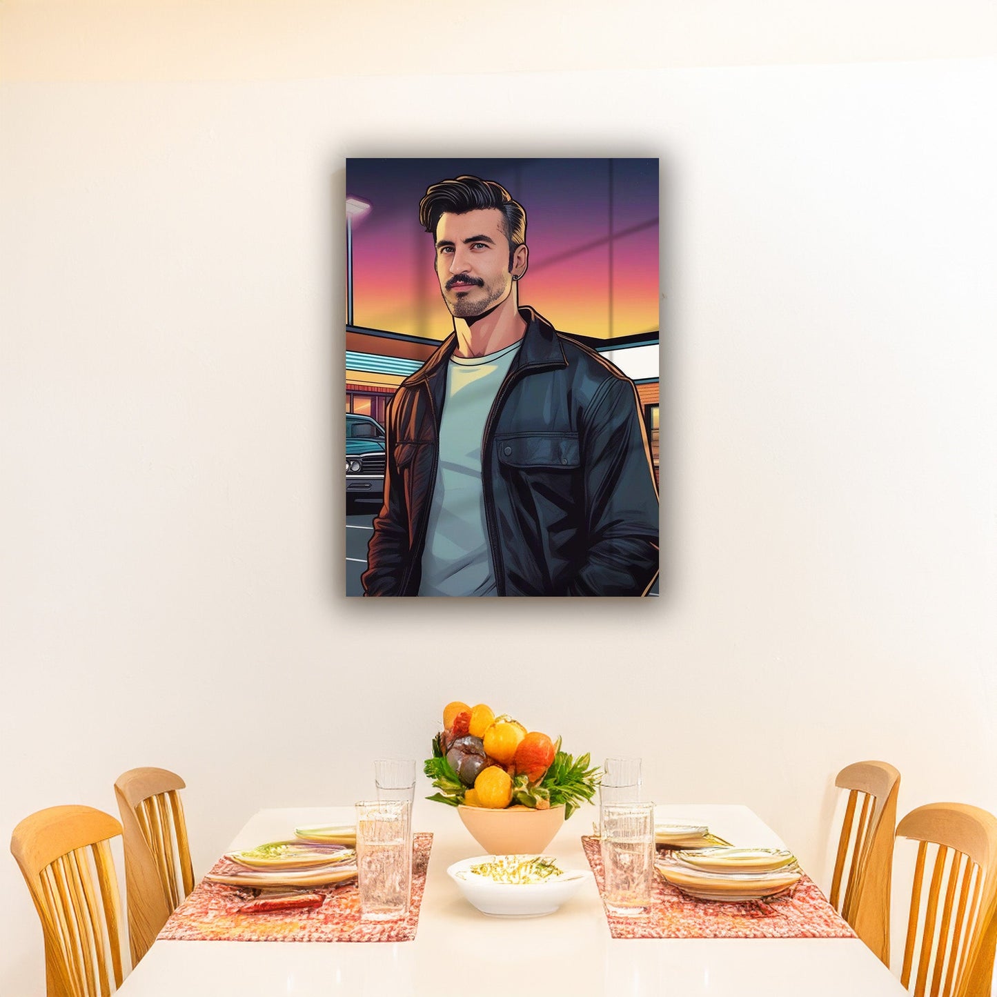 Kişiye Özel Retro Temalı Karikatür Cam Tablo | Geçmişin Eğlenceli Yansıması