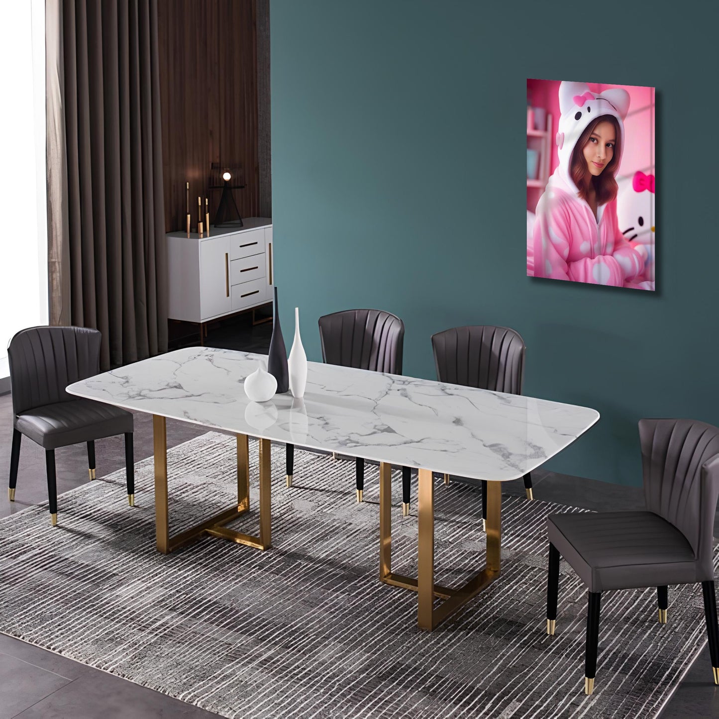 Kişiye Özel Pijama Partisi Karikatür Tasarımlı Cam Tablo | Eğlenceli ve Dayanıklı Dekor