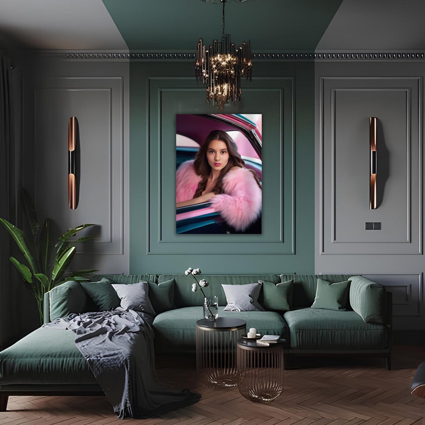 Kişiye Özel Zengin Temalı Karikatür Cam Tablo | Lüks ve Şık Dekorasyon