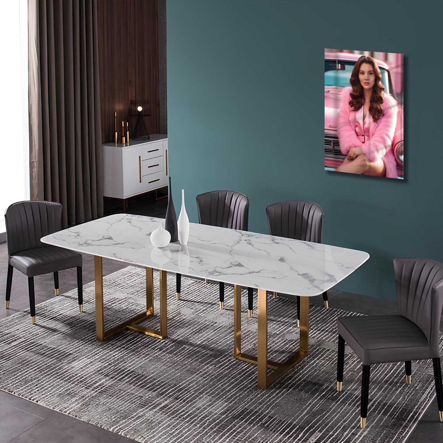 Kişiye Özel Zengin Temalı Karikatür Cam Tablo | Lüks ve Şık Dekorasyon