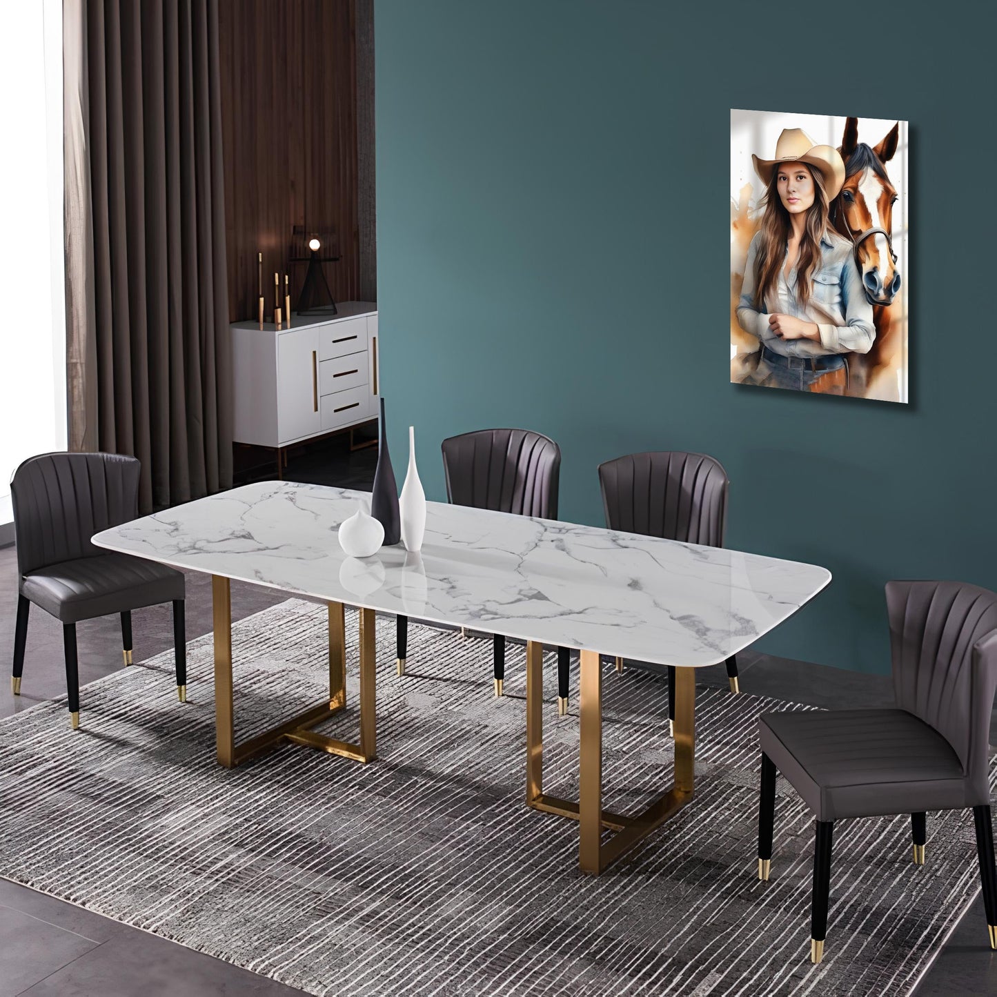 Kişiye Özel Kovboy Temalı Karikatür Cam Tablo | Şık ve Dayanıklı Kovboy Dekoru