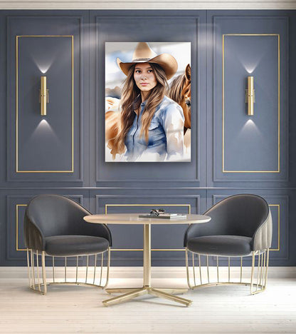 Kişiye Özel Kovboy Temalı Karikatür Cam Tablo | Şık ve Dayanıklı Kovboy Dekoru