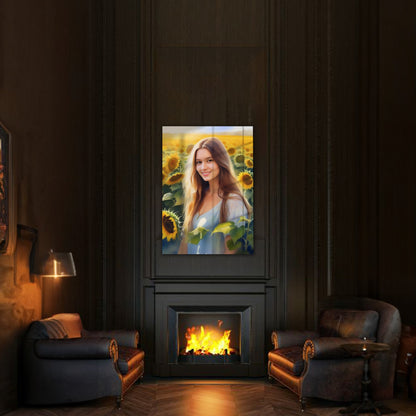 Kişiye Özel Çiçek Temalı Karikatür Cam Tablo | Zarif ve Canlı Dekor