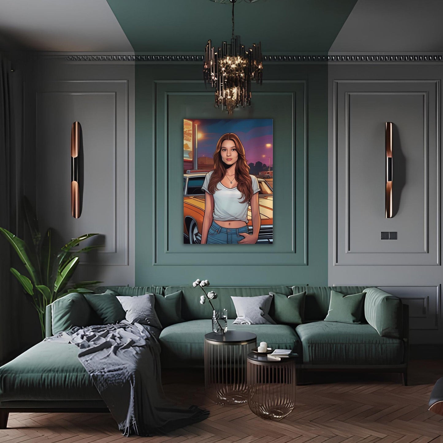 Kişiye Özel Retro Temalı Karikatür Cam Tablo | Geçmişin Eğlenceli Yansıması