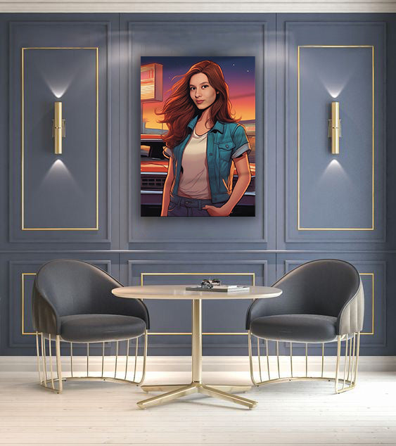 Kişiye Özel Retro Temalı Karikatür Cam Tablo | Geçmişin Eğlenceli Yansıması