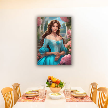 Kişiye Özel Prenses Temalı Karikatür Cam Tablo | Zarif ve Masalsı Dekor