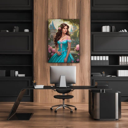 Kişiye Özel Prenses Temalı Karikatür Cam Tablo | Zarif ve Masalsı Dekor