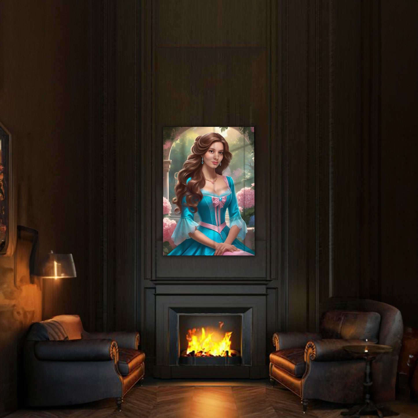 Kişiye Özel Prenses Temalı Karikatür Cam Tablo | Zarif ve Masalsı Dekor
