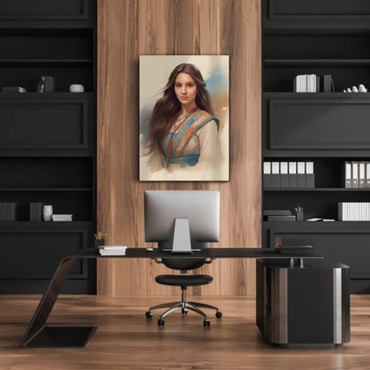 Kişiye Özel Kızılderili Kız Temalı Karikatür Cam Tablo | Doğal ve Şık Dekorasyon