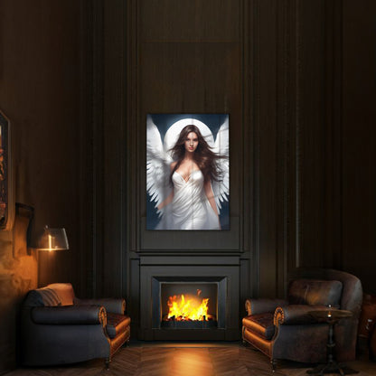 Kişiye Özel Melek Kız Temalı Karikatür Cam Tablo | Zarif ve İlahi Dekorasyon