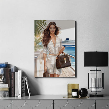 Kişiye Özel Lüks Cruise Seyahati Temalı Karikatür Cam Tablo | Şık ve Maceracı Dekor