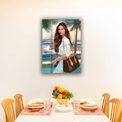 Kişiye Özel Lüks Cruise Seyahati Temalı Karikatür Cam Tablo | Şık ve Maceracı Dekor