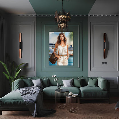 Kişiye Özel Lüks Cruise Seyahati Temalı Karikatür Cam Tablo | Şık ve Maceracı Dekor