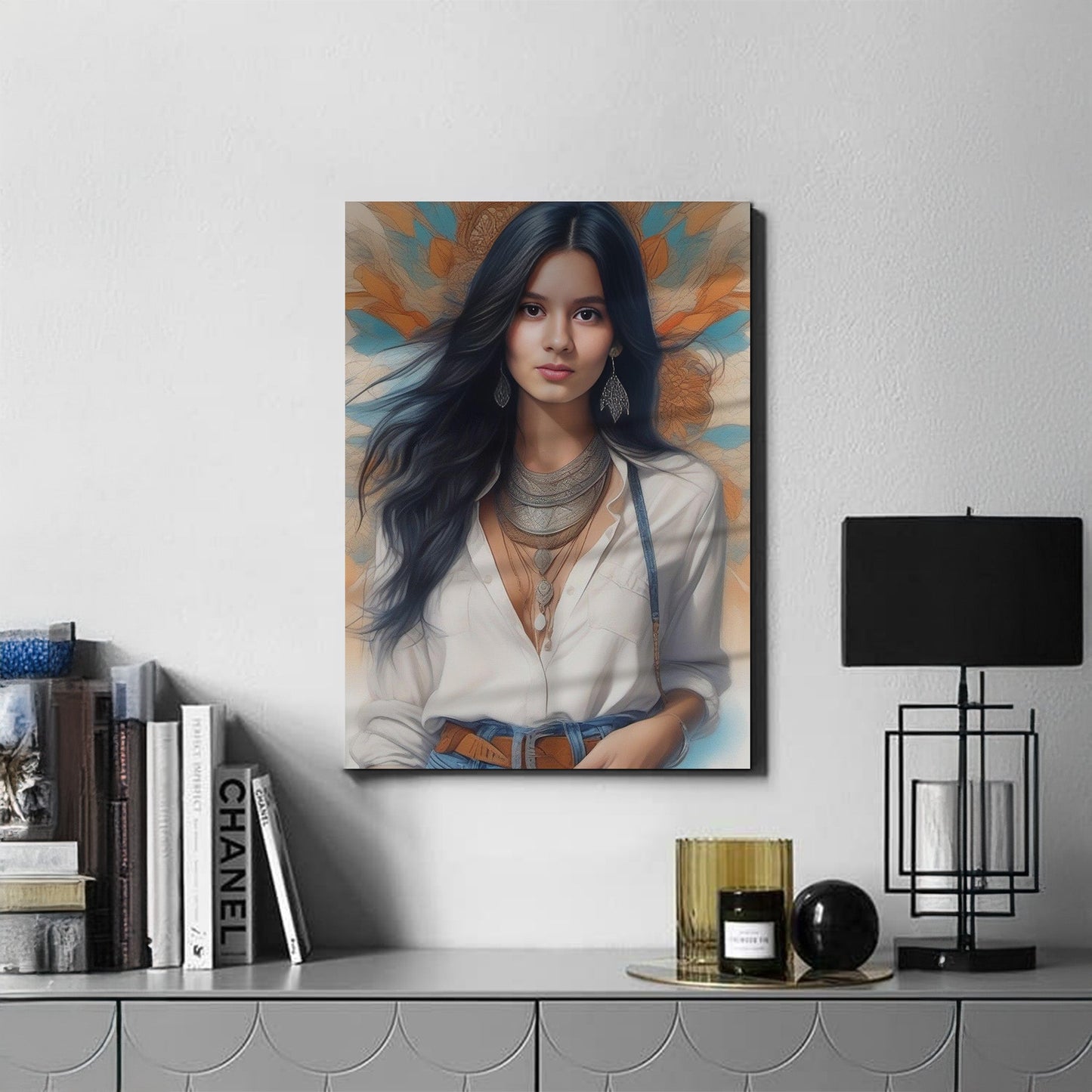 Kişiye Özel Modern Kız Temalı Karikatür Cam Tablo | Şık ve Tarz Sahibi Dekorasyon