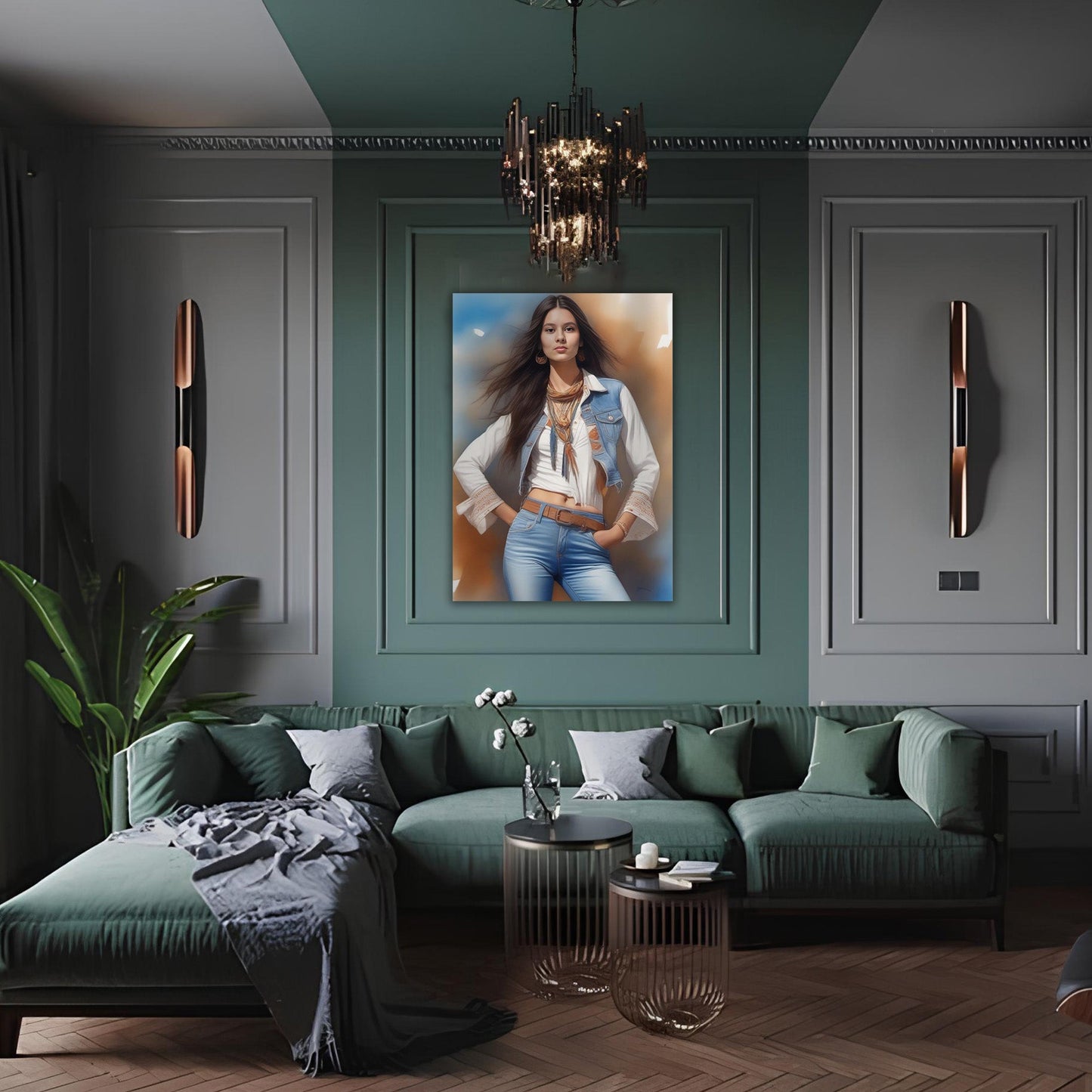 Kişiye Özel Modern Kız Temalı Karikatür Cam Tablo | Şık ve Tarz Sahibi Dekorasyon