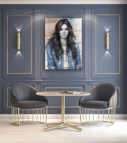 Kişiye Özel Modern Kız Temalı Karikatür Cam Tablo | Şık ve Tarz Sahibi Dekorasyon