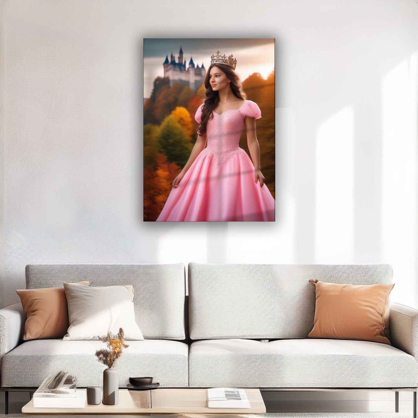 Kişiye Özel Prenses Temalı Karikatür Cam Tablo | Zarif ve Masalsı Dekor