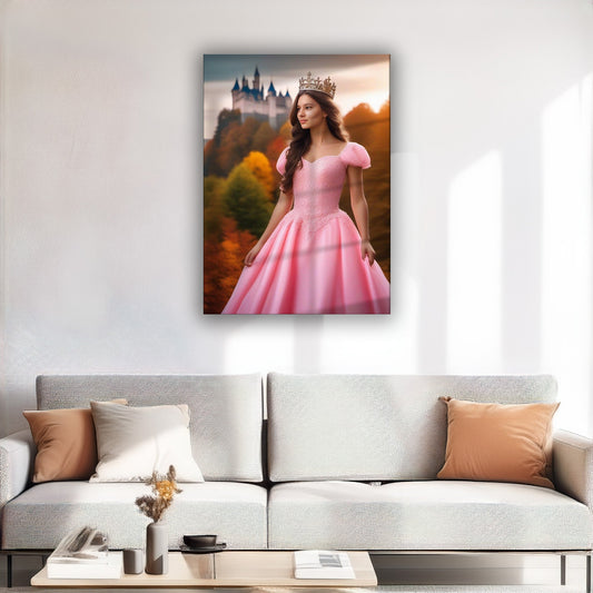 Kişiye Özel Prenses Temalı Karikatür Cam Tablo | Zarif ve Masalsı Dekor