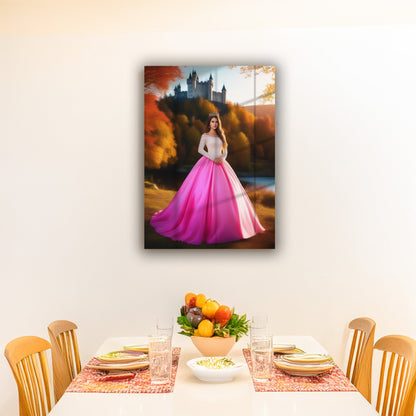 Kişiye Özel Prenses Temalı Karikatür Cam Tablo | Zarif ve Masalsı Dekor